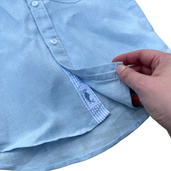 Baliene Boys 2T Linen Short Sleeve André Shirt Baby Blue Stripe Luxury - Picture 5 of 6